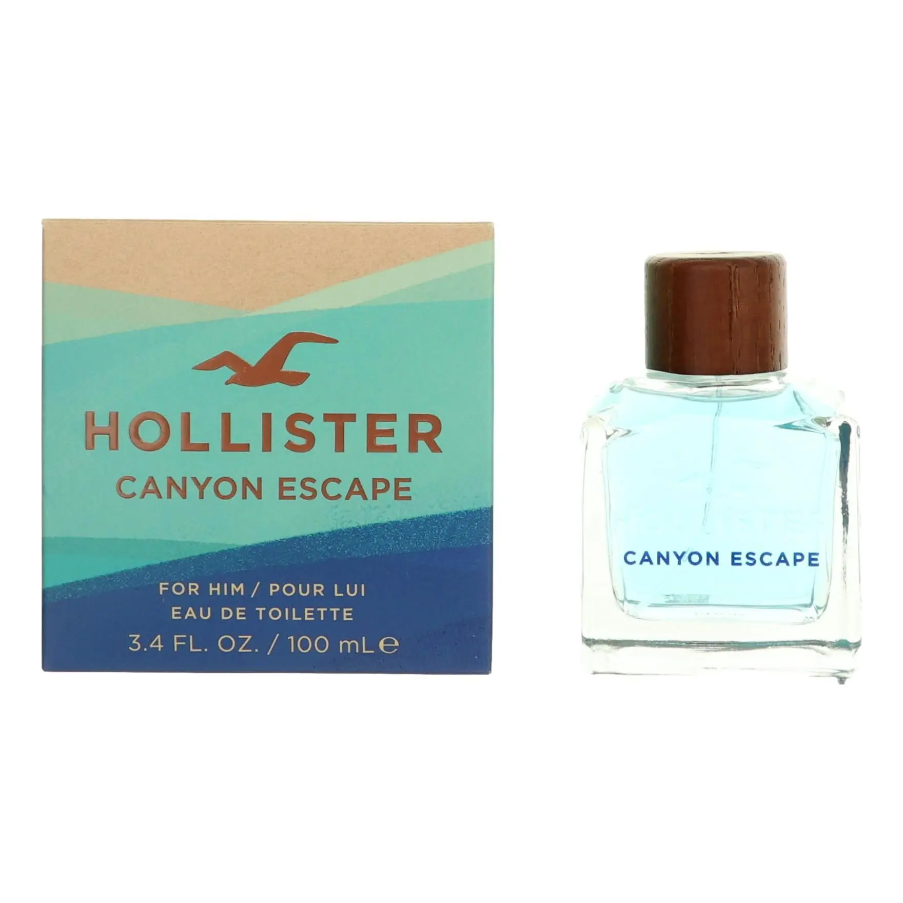 Hollister Canyon Escape Men's Fragrance Perfumes - 3.4 oz Masculine EDT Spray with Bergamot, Amber, Green Notes, Masculine Edt Fragrance