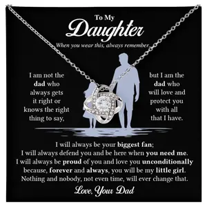Daughter From Dad, To My Daughter Necklace With Heartfelt Message & Elegant Box, Love Knot Necklace, Father Daughter Necklace, Birthday Daughter From Dad, #638, White Love Knot Necklace Christmas Gifts, Jewelry Gifts, Birthday Gifts