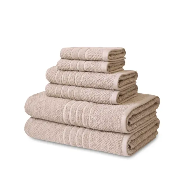 Warm Tan Bathroom Towel Collection, 6-Piece Cotton Bath, Hand and Washcloth Set for Daily Use