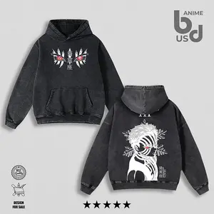 Akaza Upper Moon Rank 3 Hoodie Wash – Double Printed Cool Style, Oversize Unisex Cotton, Retro 90s Graphic Tee, Streetwear, Menswear, Gift For Anime Fan