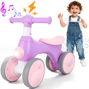Balance Bike with Bubble Machine, 4 in 1 Kids Balance Bike, Balance Bike Ride on Toys w/Powered Motor,Music,LED Lights