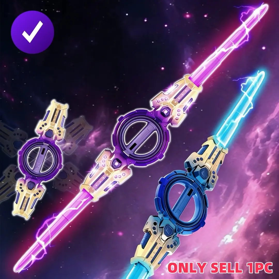 Rotating Dual-Blade Light Saber, Extendable Rotating Blade, Seven Color Lights, Laser Sword, Indoor Outdoor Toy, Birthday Gift, Retractable Lightsaber, Double Bladed Lightsaber, Rechargeable Spinning Lightsaber, USB Rechargeable Lightsaber