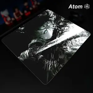 ATOM Mouse Pad  Anime Character Tempered Glass Mouse Pad, Laser Engraved Photovoltaic Glass, Super Slip Surface, Non-slip Honeycomb Base FPS Gaming Mouse Pad Anime Mousepad