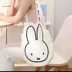 Kawaii Miffyy Bunny Tote Bag | Cute Rabbit Anime Large Capacity Bag | Japanese Kawaii Design School Accessory