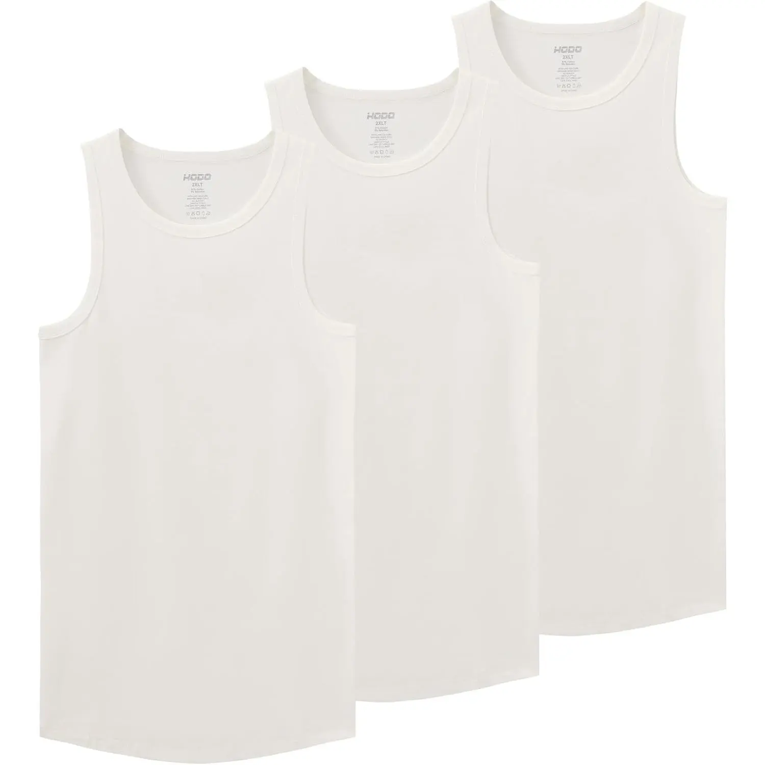 HOdo Men's Big & Tall Spandex-Cotton Soft Stretch Compression Sleeveless Tank Tops, Menswear Shapewear Undershirts with Tummy Control, 2XL-6XL, Plain