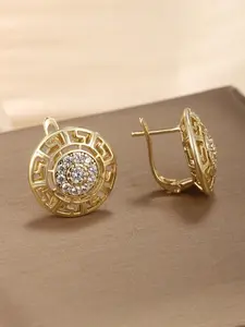 French Vintage Geometric Round Ear Buckles Earrings, Elegant Hollow Out Design, Perfect for Daily Wear, Festive Events, All Seasons Fashion Jewelry
