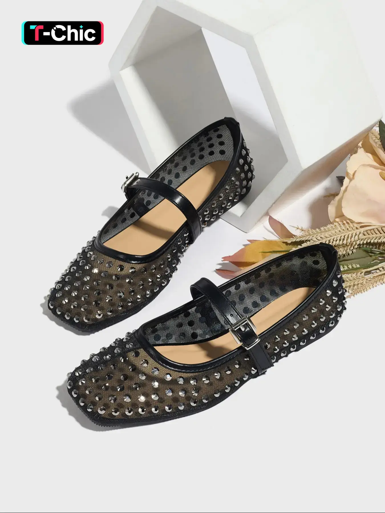 Women's Fashionable Studded Decorated Ballet Flats, Elegant Comfortable Flat Shoes for Daily Wear, Everyday Wear Footwear, Casual Trendy Ballerina Flats for Women & Girls