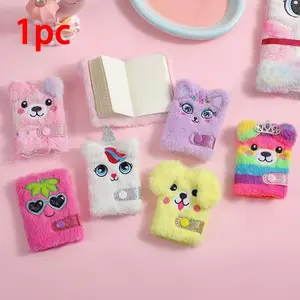 Cute Animals Design Plush Notebook, 1 Count Mini Pocket Writing Notebook with 80 Sheets Blank Inner Pages, Stationery Supplies for Home School Office, Travel Notebook, Daily To Do List Notepad