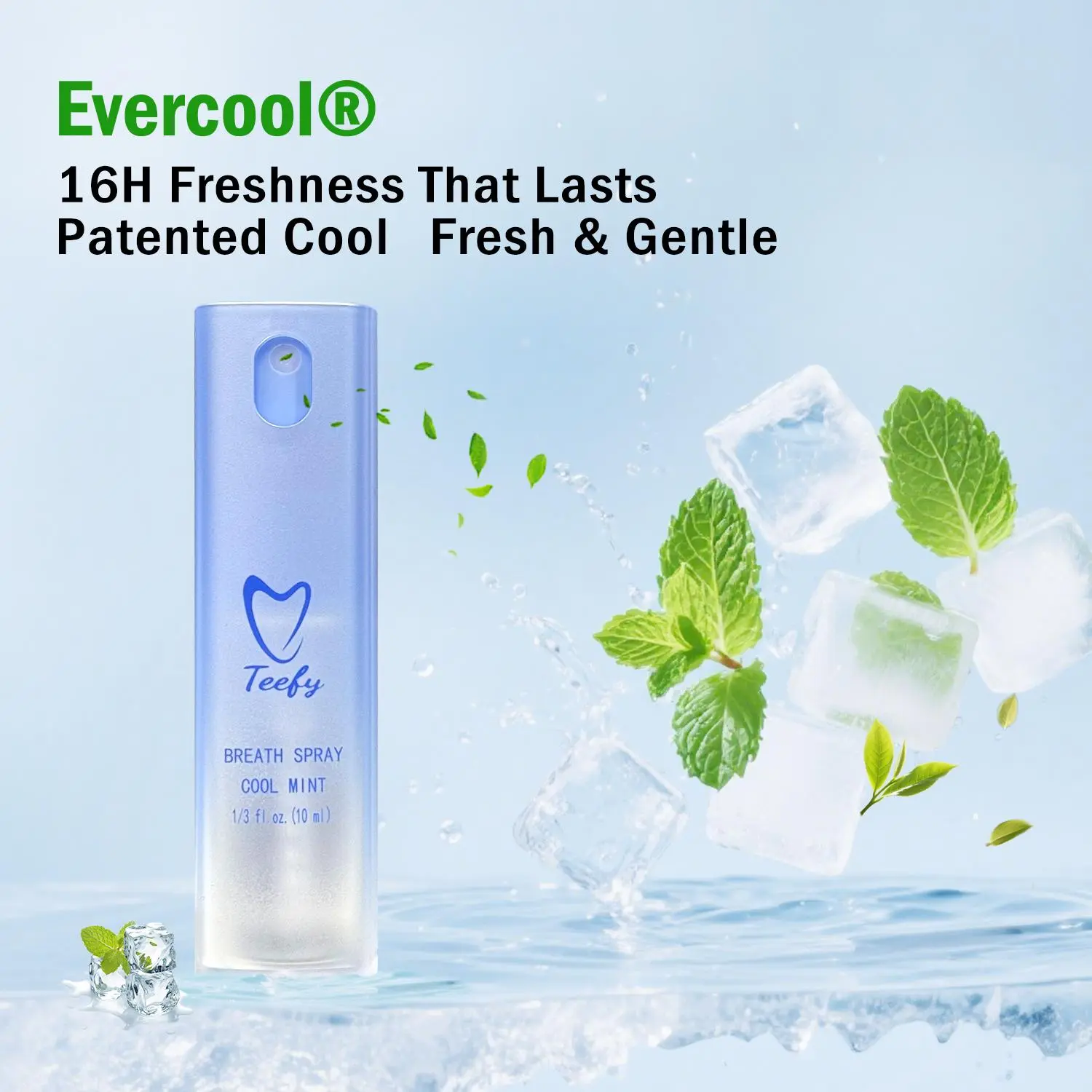TEEFY Long Lasting Breath Spray for Bad Breath - 16 Hour Freshness, Garlic & Onion Odor Eliminator, Alcohol-Free Mouth Spray with Mint & Green Tea, Portable Fresh Breath Spray for Adults Oral Daily Gentle Peppermint