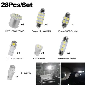 28-Piece LED Car Reading Lights/Interior Lighting/Wedge Bulbs, T10 (194) & 1157 LED Bulb Set, Dome Light/License Plate Light/Trunk Bulbs