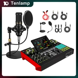 Tenlamp G10-BM800 Sound Card Kit, Custom Sound Effects, with Condenser Microphone, for Live Streaming, Gaming, Singing Podcast Equipment, 2-Level Noise Reduction, Computer Audio Mixer