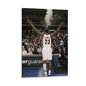 This canvas wall art features a poster of basketball star LeBron James and has a frameless design. It makes a great gift and is suitable for bedrooms, offices, living rooms, cafes, and other spaces.
