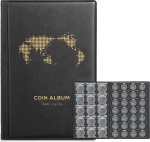 4 Album for Collectors,340 Pockets Coin Collection Book Holder Display Storage Case,Collecting Sleeves Organizer Supplies for Coins,Pennies,Quarters,Badges,Stamp