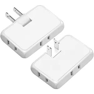 3 Way Flat Wall Outlet Extender,2 Prong180 Degree Portable Swivel Wall Tap Plug,Ultra Thin Folding Electrical Outlet Splitter (Easy Install),Type A,White,Pack of 2
