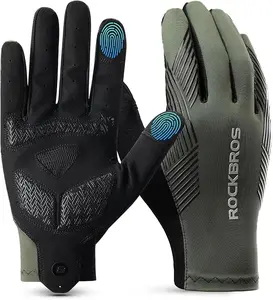 ROCKBROS Cycling Gloves Mountain Bike Gloves Anti-Slip Full Finger Bike Gloves SBR Pad Shock-Absorbing MTB Road Bike Gloves for Riding Running Hiking Outdoor Sports