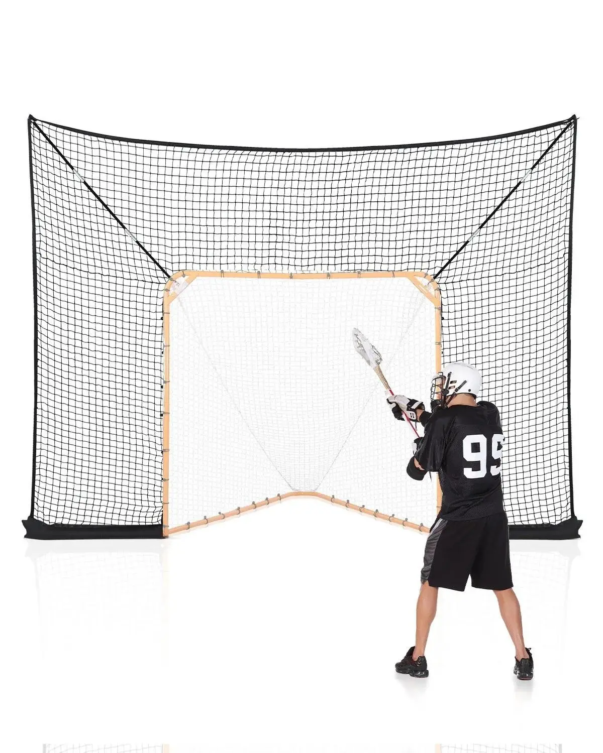 【Summerfinds】VEVOR Hockey and Lacrosse Goal Backstop, 12x9 ft Lacrosse Net with Extended Coverage, Quick Easy Setup Complete Accessories Training Net, Backyard Lacrosse Equipment, for Youth Adult (NET ONLY)