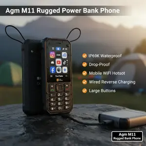 Valentine's Day gift AGM M11 Rugged power bank Phone with Mobile WiFi Hotspot Cloud App Support Wired Reverse Charging IP69K Waterproof & Drop-Proof FM Radio 3.5mm Jack Large Buttons and Battery Dual SIM for T-Mobile ONLY