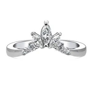 Flower 7-Stone Wishbone CZ Band in Sterling Silver
