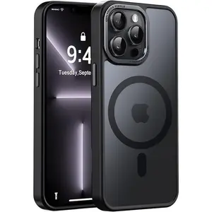 Magnetic Phone Case for iPhone 13/14 Pro Max Case, Compatible with Magsafe, Slim Cute Translucent Shockproof Drop Protective Bumper Women Men Phone Cases for iPhone 14 Plus