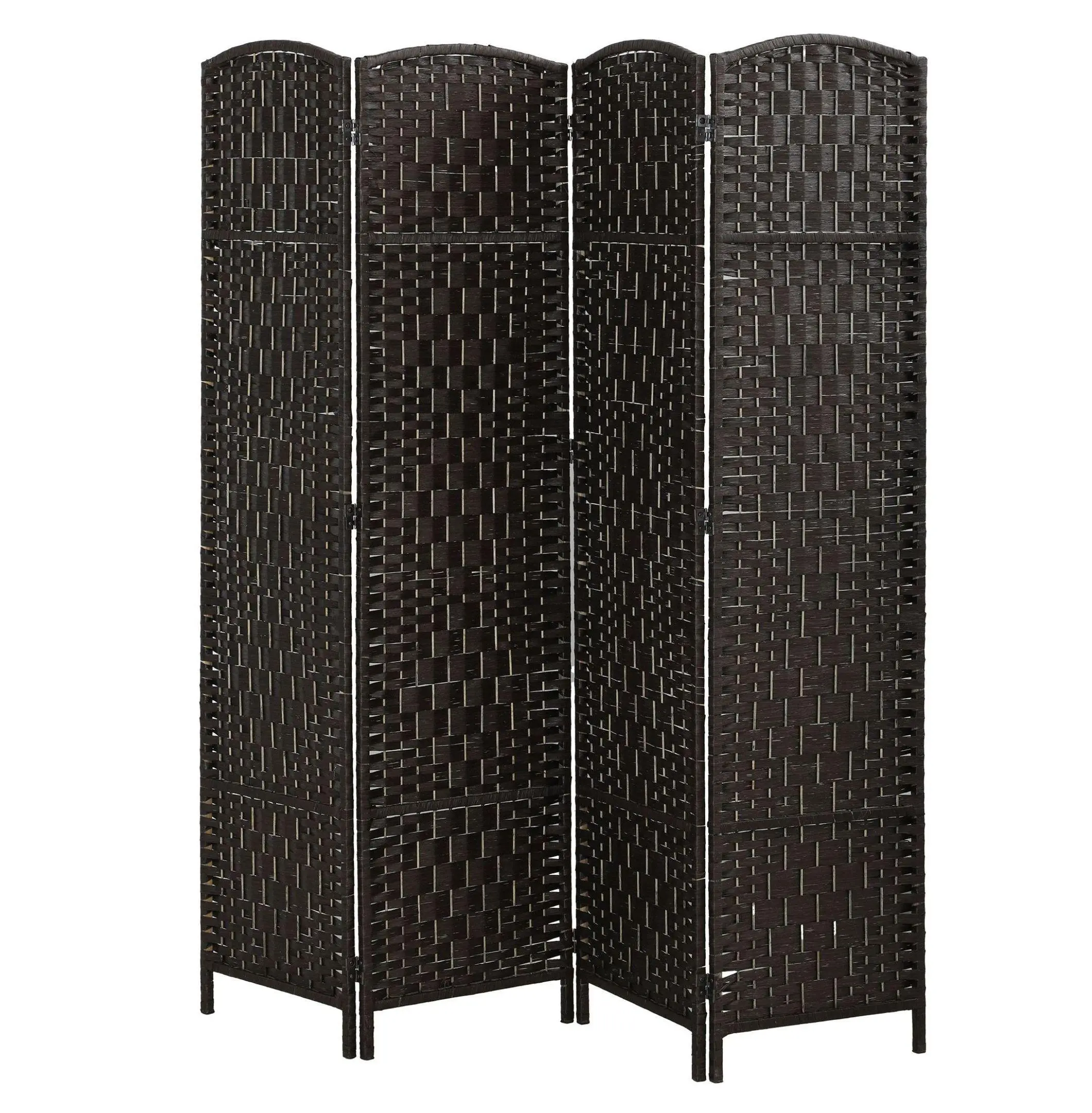 Room Divider 4 Panel, 70.9" Folding Privacy Screen, Wicker Partition for Bedroom & Living Room, Portable Coffee Color Default Title