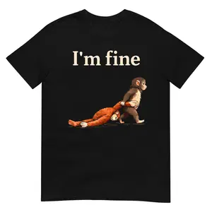 Sad Monkey Punch Meme with an Orange Toy I'm Fine T-Shirt