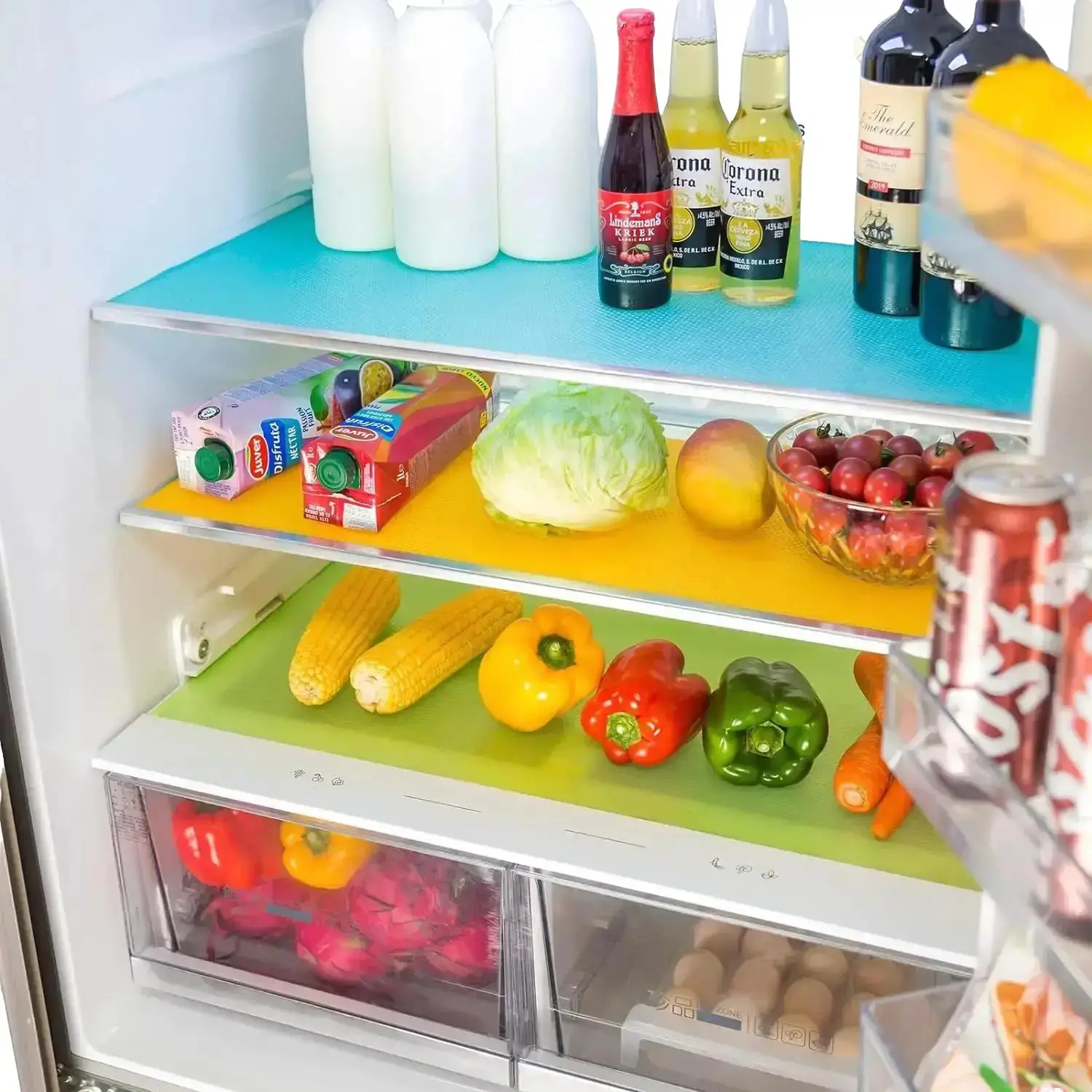 8 Pcs Refrigerator Liners,Washable Cuttable Refrigerator Liner Fits Any Refrigerator Size,Home Kitchen Gadgets Accessories for Non-Slip Waterproof Refrigerator Liner Drawer Table Mat Utensil Coaster Tableware Transparent Shelf