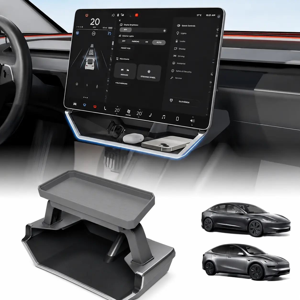 [ Tesla Organizer Box Pro ] Magnetic Center Console Organizer for Tesla Model 3 Highland 2024-2026 & Model Y Juniper 2025-2026, Under Screen Storage Organizer, Custom Fit Accessories, Not Fit 2017-2023 Model 3 & 2021-2024 Model Y, Vehicle Organizer, Car O