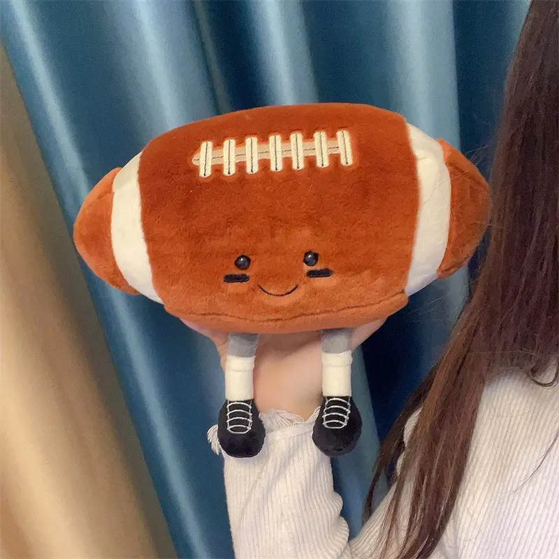 12-Inch Cute Kawaii American Rugby Football Stuffed Animal with Legs & Shoes – Soft Plush Toy with Smiling Face, Adorable Gift for Boys, Girls, Sports Fans, Kids’ Room Decor