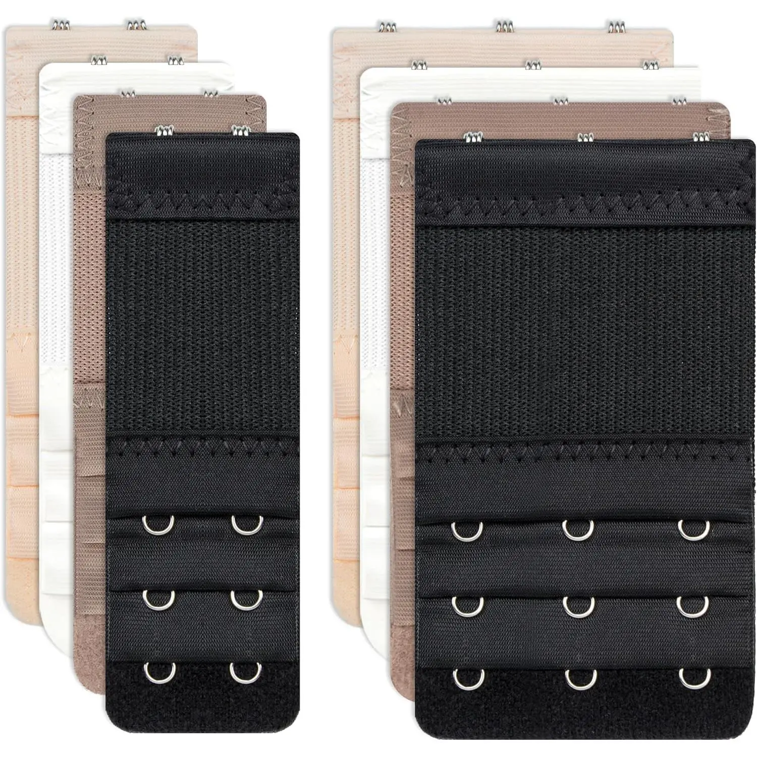 8pcs: Bra Extenders 2 Hooks 1/2 Inch & 3 Hooks 3/4