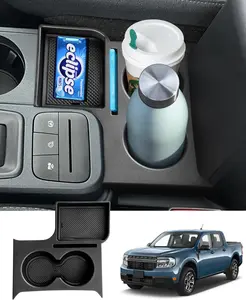 KUST Maverick Cup Holder Insert Center Console Organizer for 2022-2025 Ford Maverick Accessories 3-in-1 Design with Dual Cup Holders & Storage Compartment