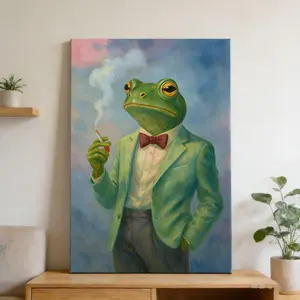 Art Deco-Style Wall Art Smoking Gentleman Frog — A Poster Suitable for Offices, Bedrooms, and Living Rooms