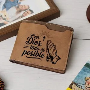 Con Dios Todo Es Posible Mexican, Orgullo, Familia, Herencia, Engraved wallet gift for Latinos, Cartera Para Hombre, Personality Handmade Wallet – Laser, Unforgettable gift for your lover, father