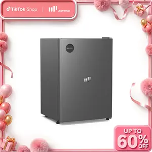 Upstreman mini fridges 2.5 Cu.Ft Sleek Stainless Steel Mini Fridge Energy Star Certified Adjustable Temperature Thermostat Reversible Door Compact black Refrigerator Office Bedroom or Dorm CR26 College Outdoor Portable Desktop Freezer beverage cooler beer