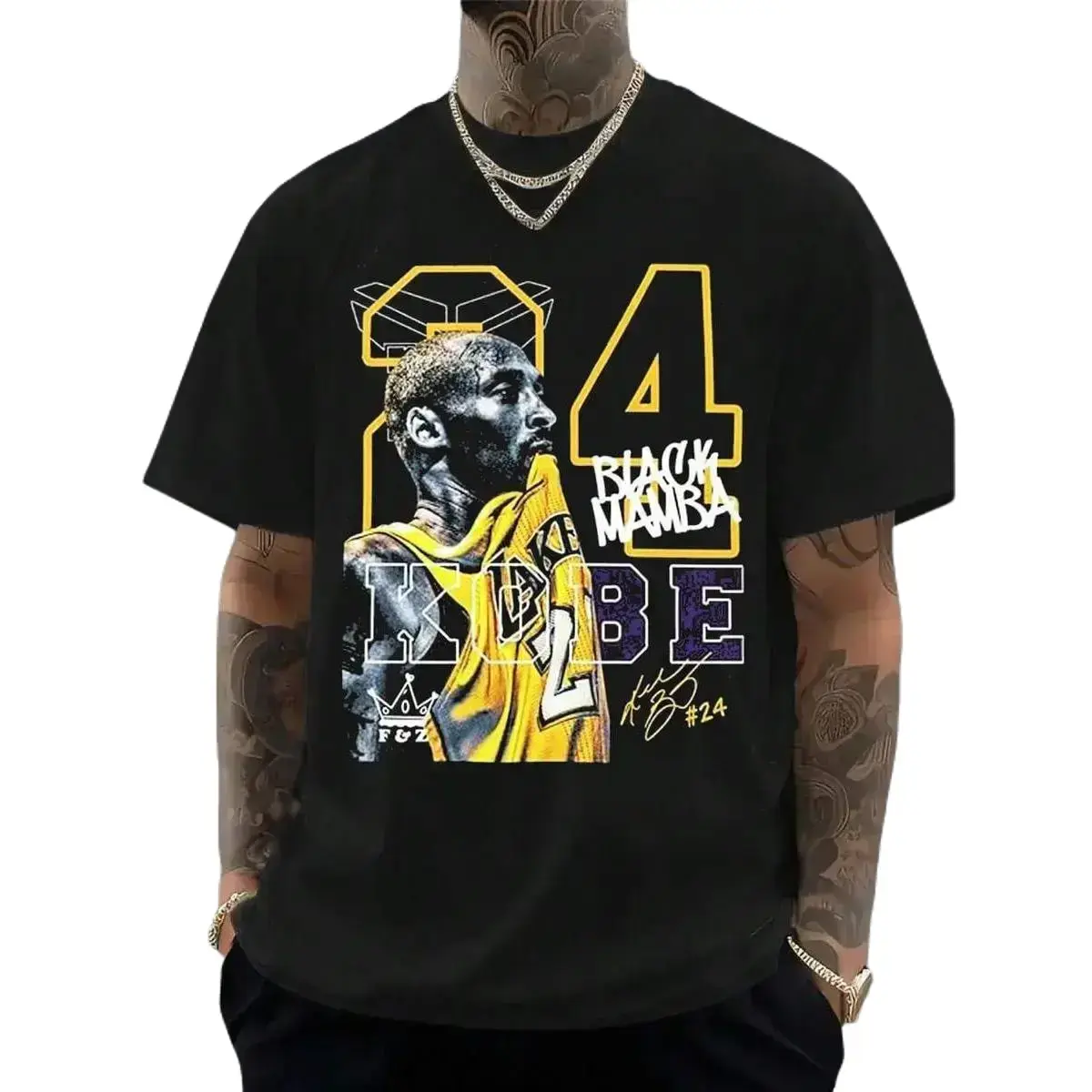 |     Kob.E Bryant |     Artistic Lakers Basketball Print Classic T-Shirt |     Popular Classic Apparel For Kobe Fans |      Loose Fit Printed Crew Neck Unisex Short-Sleeve T-Shirt |     European And American Fashion Brand Printed Base Layer Shirt, Cr