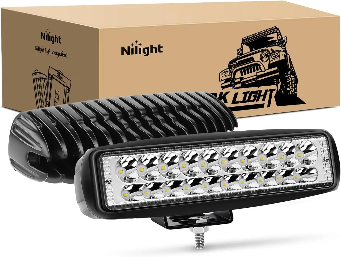 Nilight 2PCS 6-Inch 60W Power Waterproof LED Spot Light Pods - 3000LM Fog & Drive Lights, 12V/24V, IP68 Rated, Adjustable Mount for Off-Road Trucks, Construction Vehicles, Camper, Train, Forklift, Night Driving, Excavator