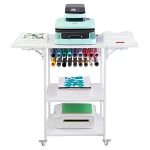 Spring new arrivals Heat Press Table 3Tier Movable Heat Press Stand Foldable with Wheels White