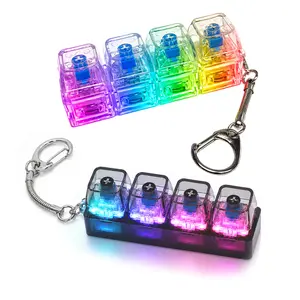 Keyboard Fidget Toy Loud Fidget Keychain with LED Lights Stress Relief Clicker Fidget Keyboard Boost Focus Calm Anxiety for Library Office Home keyboard fidget keychain button toy