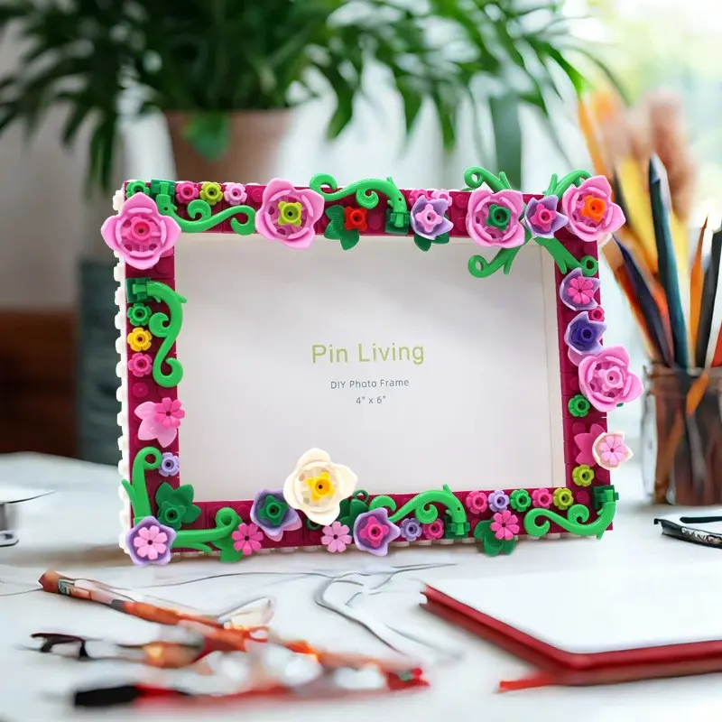Creative DIY Wooden Photo Frame, Handmade Craftable Wall-Mounted Display, Perfect Gift for Summer Decor, 1pc Floral Design Frame