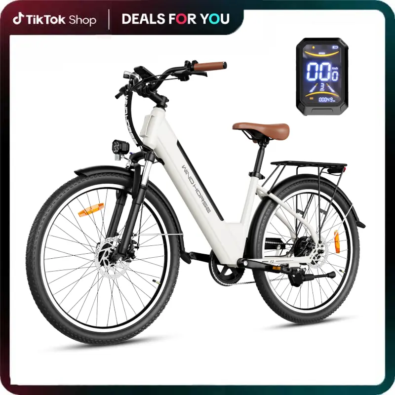 Windhorse F2 26" High-Power Commuter Electric Bike for Adults with 750W Peak Motor, 20MPH & 50 Miles Range, 468WH Removable Battery, 7-Speed Commuter Ebike with Suspension, powerful e bike
