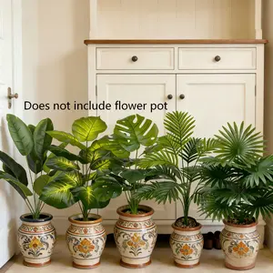 Artificial plants, 5-piece set, equipped with 60 large leaves, maintenance-free evergreen money tree, perfect for New Year, Valentine's Day, Easter, weddings, and more. Evergreen all year round, assemble the leaves yourself, pot not included.