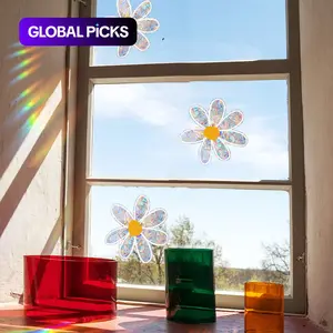 Flower Pattern Window Sticker, 2 Counts Colorful Lovely Self Adhesive Window Decal, Decorative Sticker for Home Window Office Dormitory School #GLOBAL PICKS