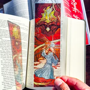Balrog Stained Glass Bookmarks, Doors of Durin, Arwen Aragorn, Shire (Transparent Bookmark, Fantasy Book Reader Gift)