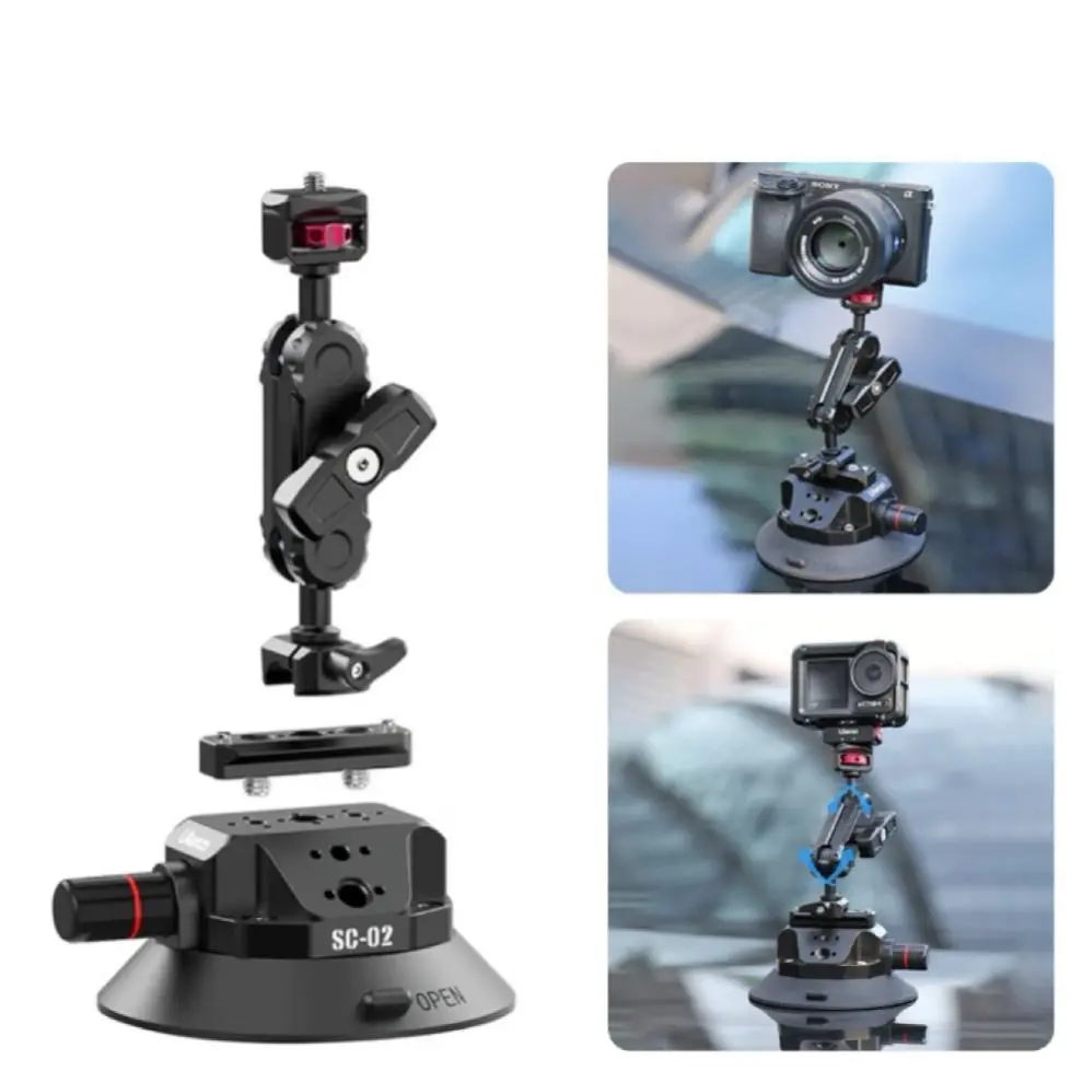 ULANZI SC-02 4.5in Pump-Camera Suction Cup Mount for Gopro -actived Vacuum Suction Mount w Quick Release NATO Magic Arm Car Boat Windshield Window Mount Compatible with Go pro Nikon Canon Sony DSLR Accessories Smartphone