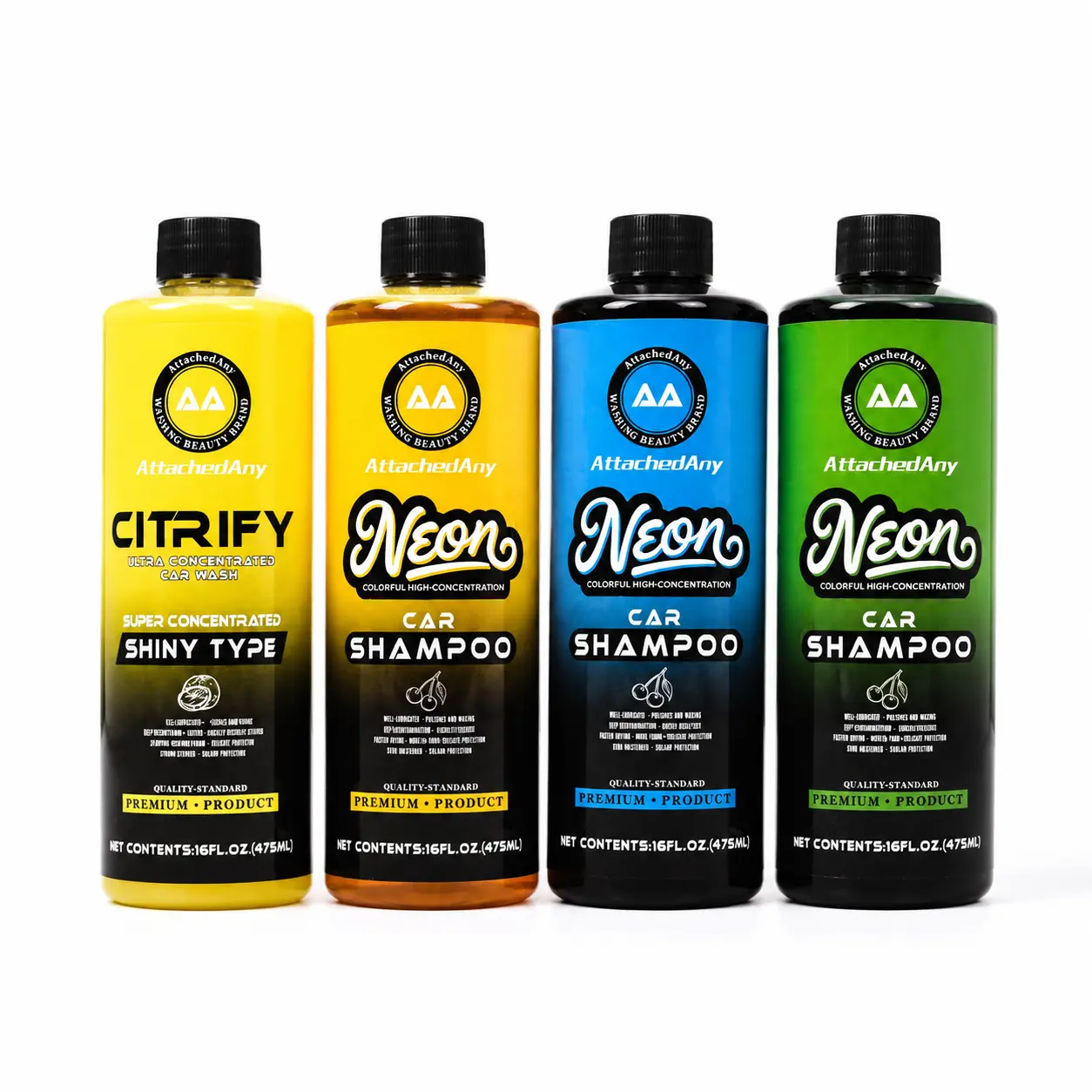High-Foam pH-Neutral Car Shampoo Cleaner - Foam Cannon Compatible, Deep Cleaning Automotive Exterior Solution with Wax, Visual Focus Car Detailing Supplies, Neon Colors Formula