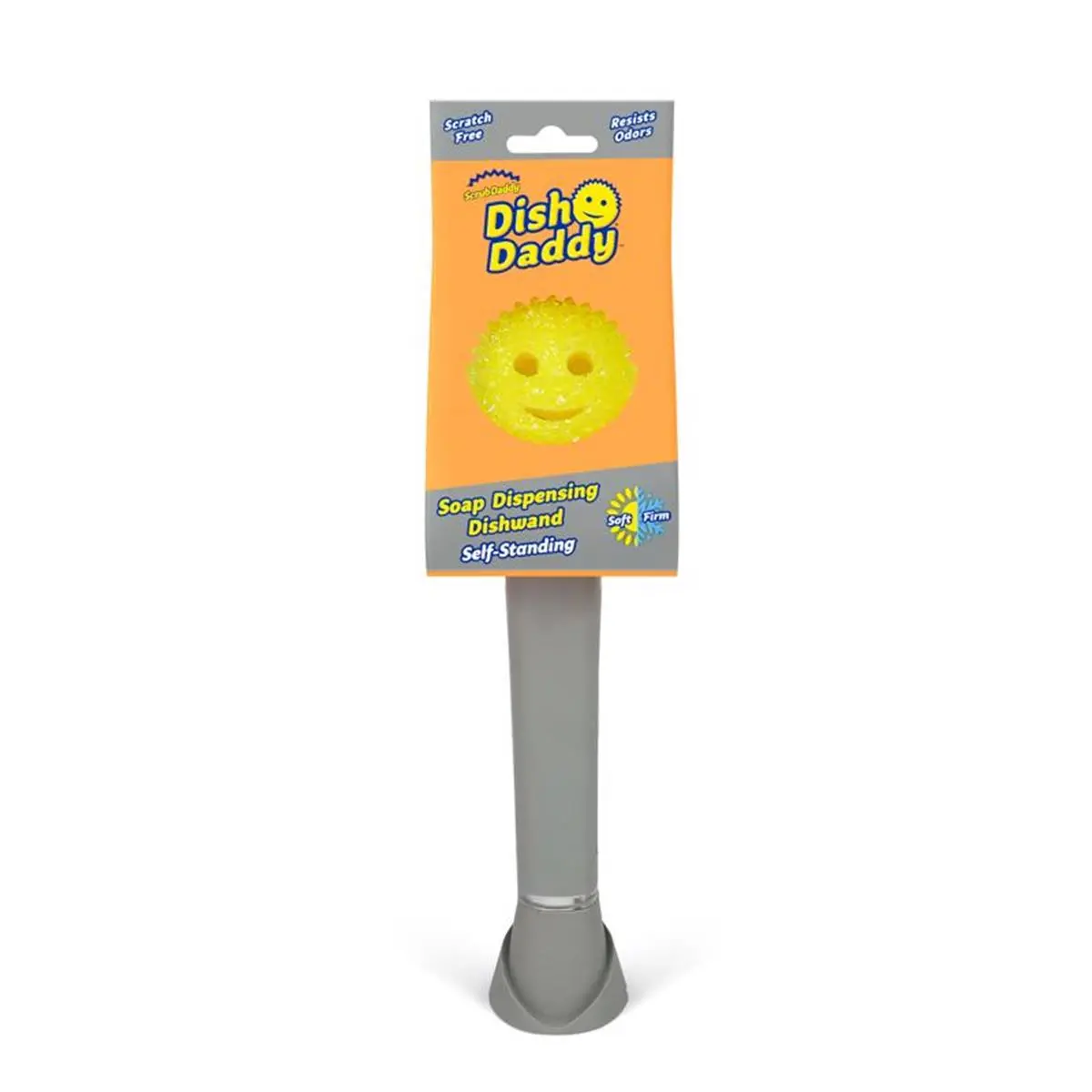 Scrub Daddy Non-Scratch Dishwand Brush 1025281 - Gray Polymer Foam Self-Standing Multifunctional Cleaner, Sponge with Flex Texture Scrubbing Head, Top-Rack Dishwasher Safe Baking & Roasting Tool, Compatible with Scrubber Pads & Soap, Soap Dispenser