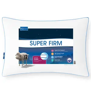 Super Firm Bed Pillow - Standard/Queen Size, Extra Support, Comfortable & Supportive Design, Soft Material, Hypoallergenic, 2 Inch Gusset