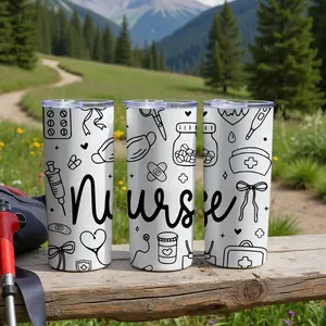 Nurse Tumbler, Nurse Life Medical Doodle Gift for RN Student Nurse Appreciation, Healthcare Hero Graduation Tumbler, Medical Staff Cu