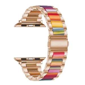 Adjustable Metal Resin Watch Band for Apple Watch Series 1-11 Se Ultra, Fits Iwatch Strap Sizes 49/46/45/44/42/41/40/38mm Smart Watch Straps