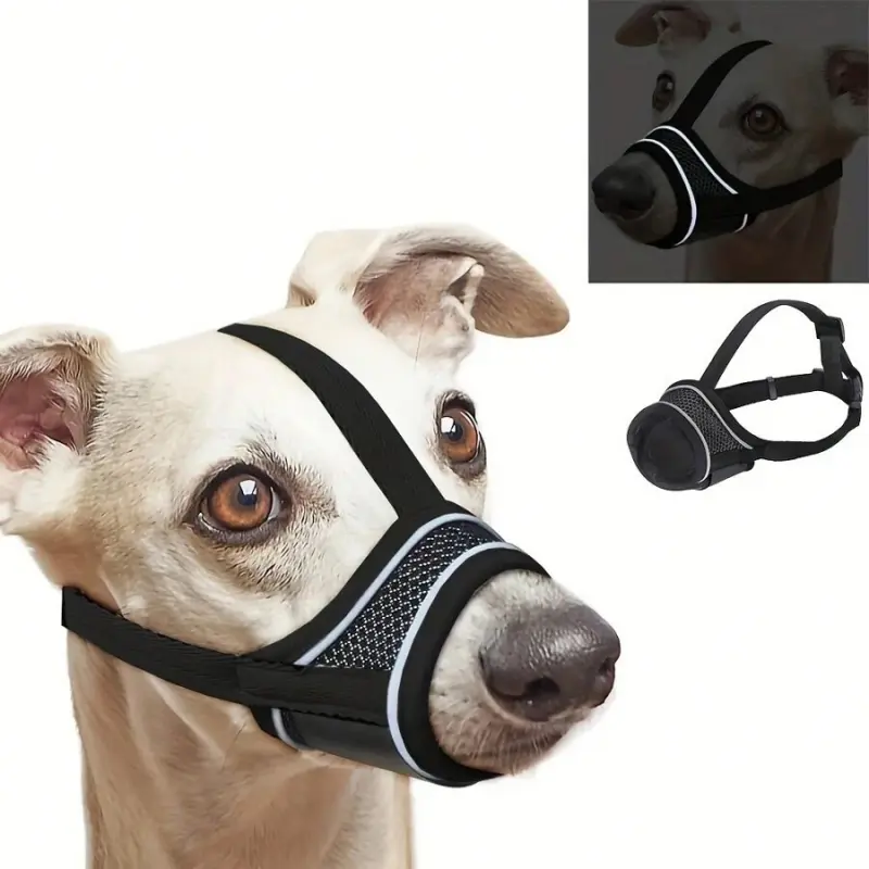 Adjustable Black Small Dog Muzzle - Breathable Mesh, Reflective Anti-Bite Anti-Barking Strap, Comfortable Nylon, Drinkable Design, Nighttime Added Security, Multicolor Option, Comfortable Fit, Soft Durable Fabric For Small Dogs