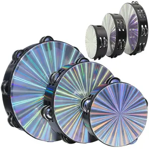 3 PCS Tambourine for Adults,Tambourines for Church, Musical Instruments with Vibrant Iridescent Design Perfect for Ensemble Performances